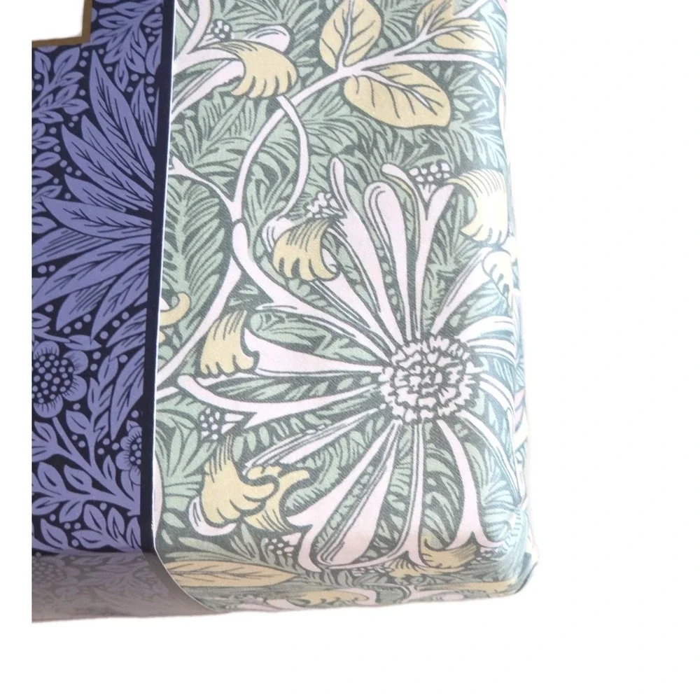 William Morris Queen Duvet Set 3pc Cotton Honeysuckle Tulip Sea Green Pattern‎
